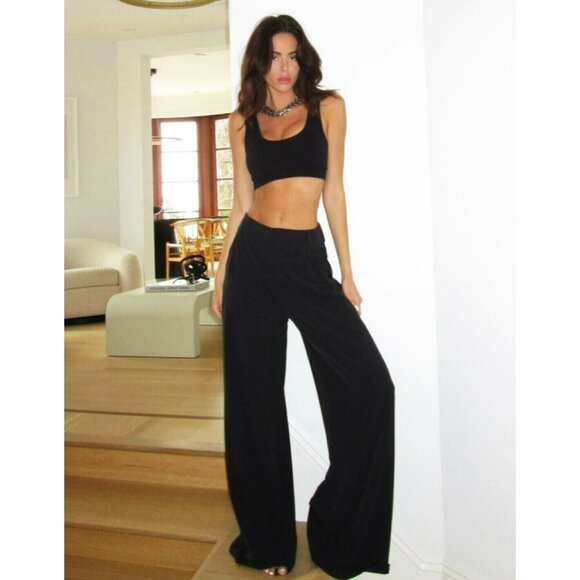 Alo High-Waist Dreamscape Trousers Black Wide Leg Hi-Rise Waisted Palazzo Pants - Picture 6 of 11